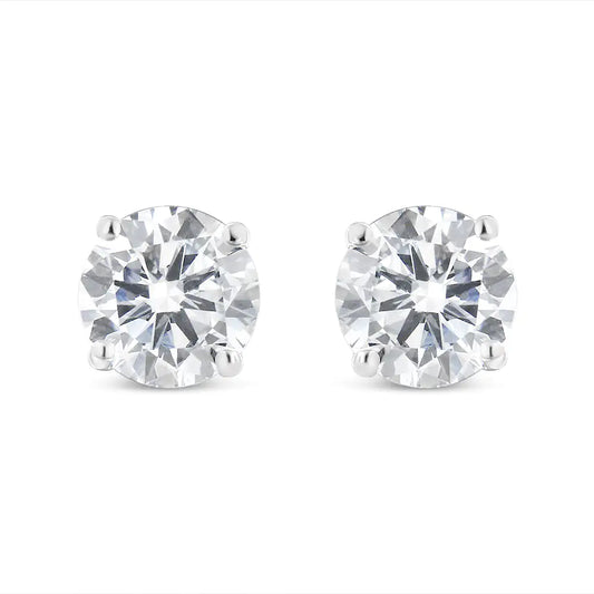 .925 Sterling Silver 1/2 Cttw Miracle Set Princess-cut Diamond Solitaire Stud Earrings (H-I Color, SI2-I1 Clarity)