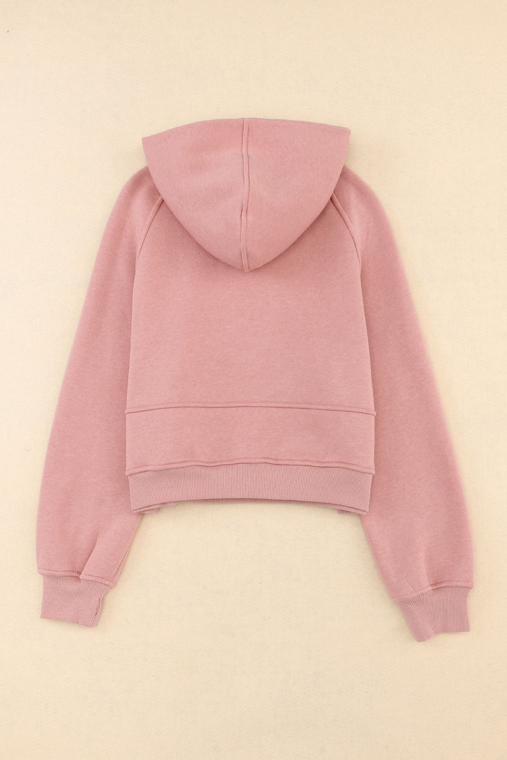 Pink Quarter Zip Kangaroo Pocket Hoodie